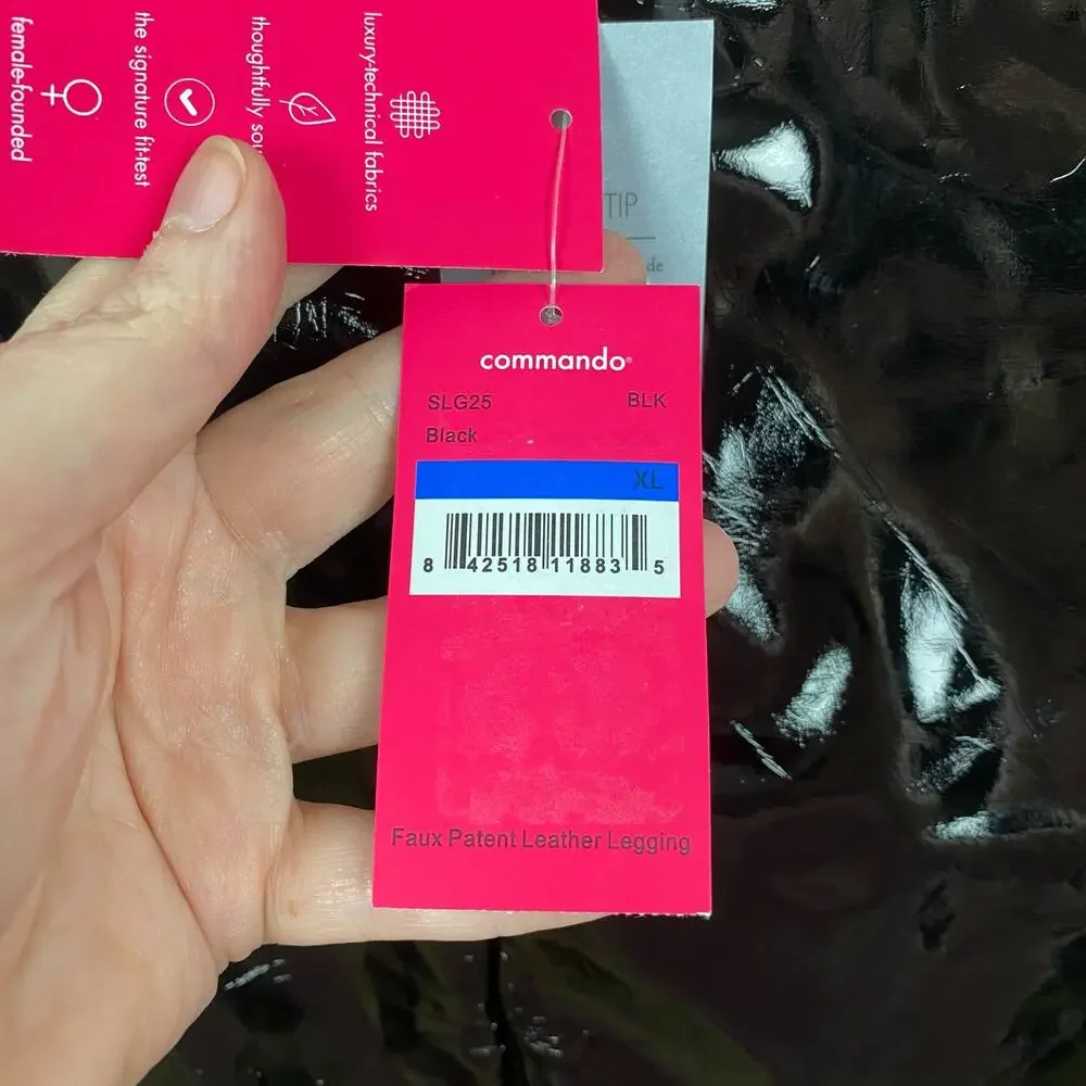 Commando Black Faux Patent Leather Leggings Sz.XL NWT